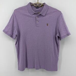 Polo Ralph Lauren Mens Large Classic Fit Jersey Polo Purple Heather Multi Pony